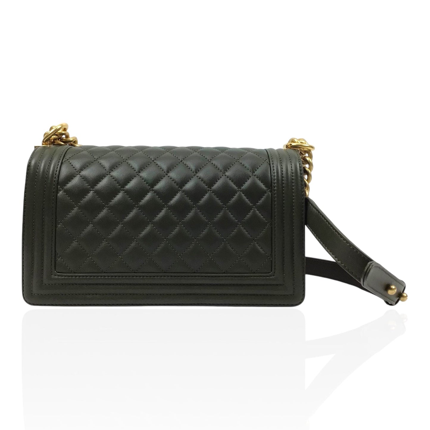 Chanel Medium Boy Bag in Khaki Quilted Lambskin