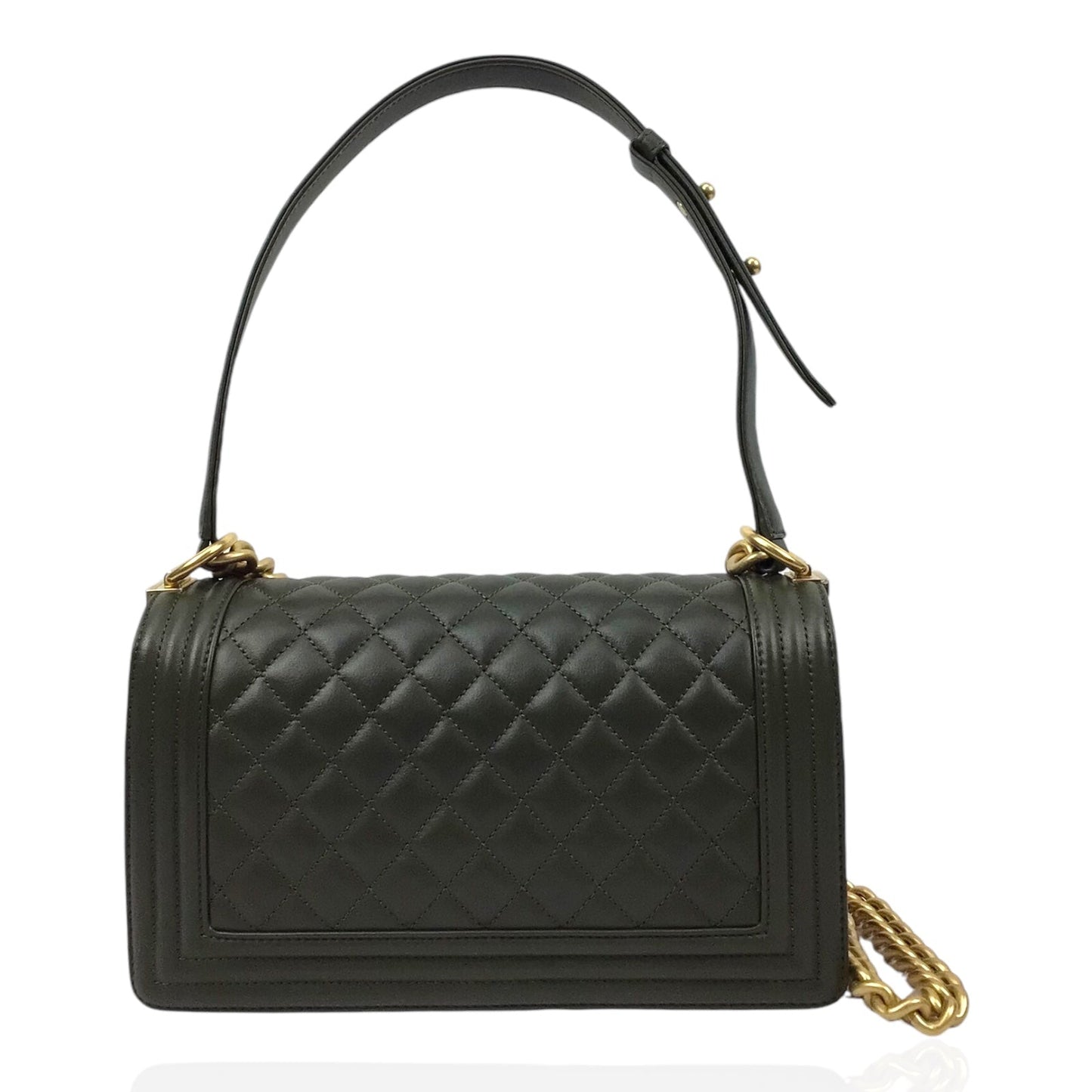 Chanel Medium Boy Bag in Khaki Quilted Lambskin