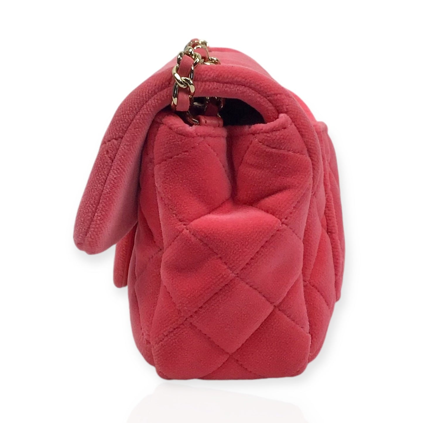 Chanel Mini Pearl Crush Flap - Pink Velvet Quilted Mini Rectangle Handbag