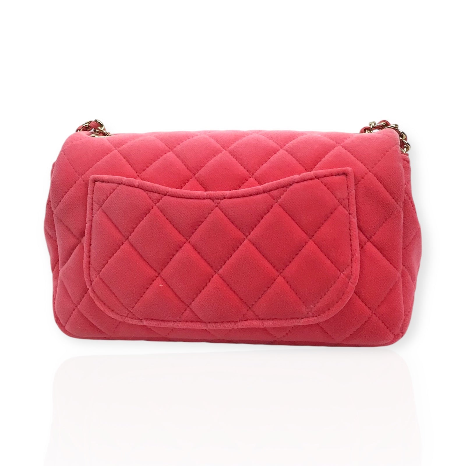 Chanel Mini Pearl Crush Flap - Pink Velvet Quilted Mini Rectangle Handbag