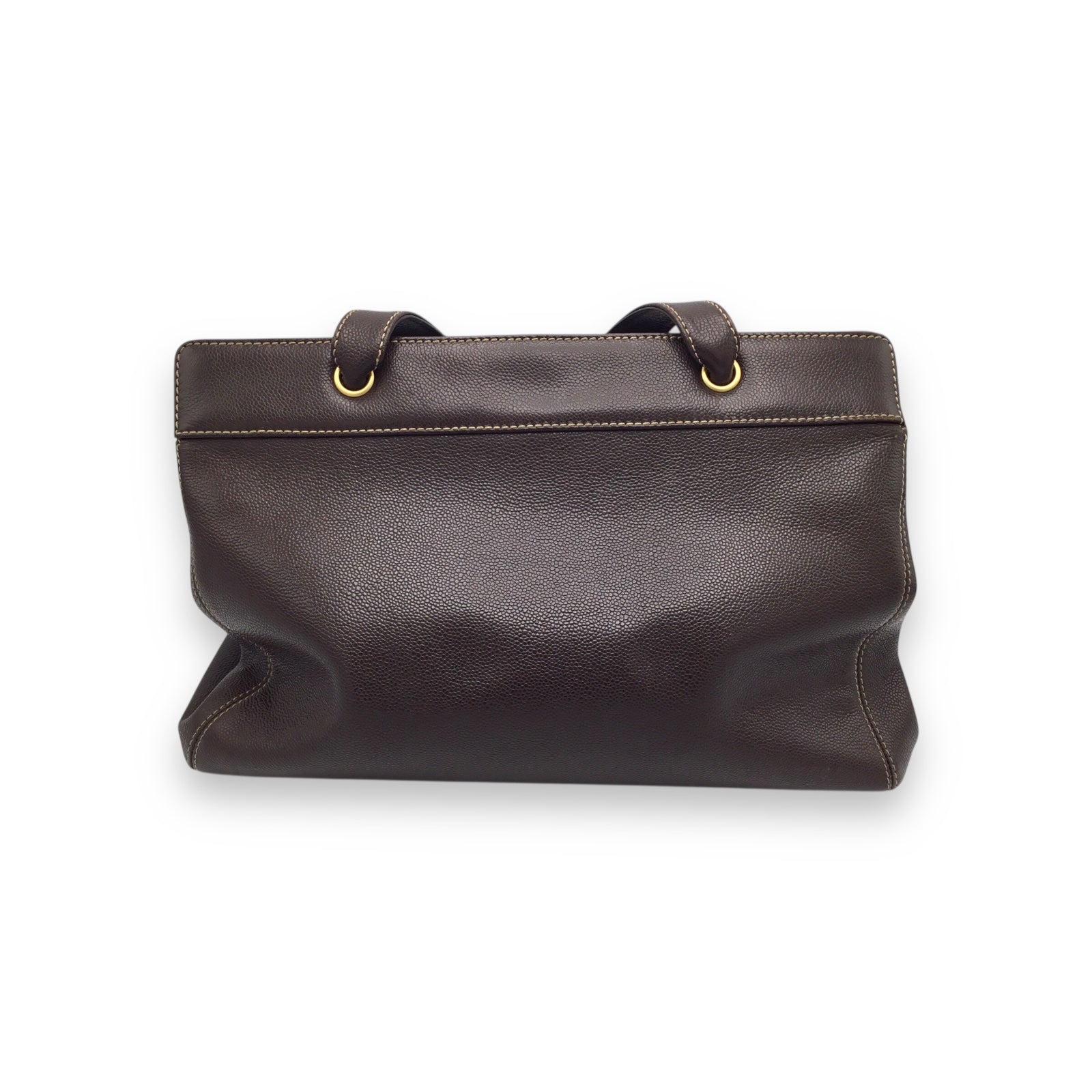 Chanel Tote Designer Handbag Chocolate Brown Caviar Leather