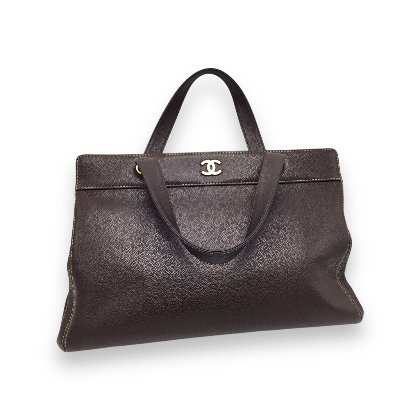 Chanel Tote Designer Handbag Chocolate Brown Caviar Leather
