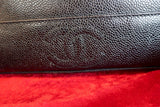 Chanel Vintage Black Caviar Leather CC Logo Hopping Tote