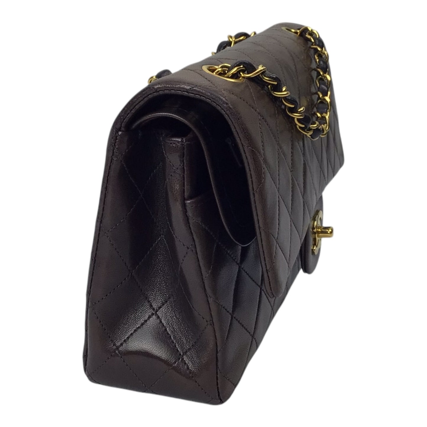 Chanel Vintage Double Flap Bag - Dark Brown Lambskin & 24K Gold-Plated Hardware