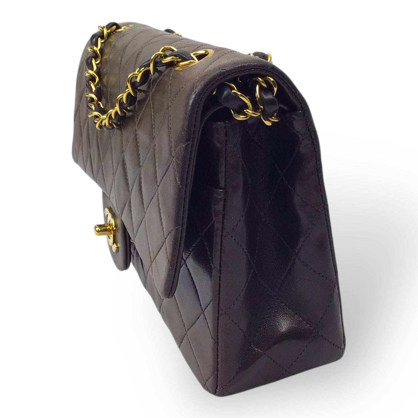Chanel Vintage Double Flap Bag - Dark Brown Lambskin & 24K Gold-Plated Hardware