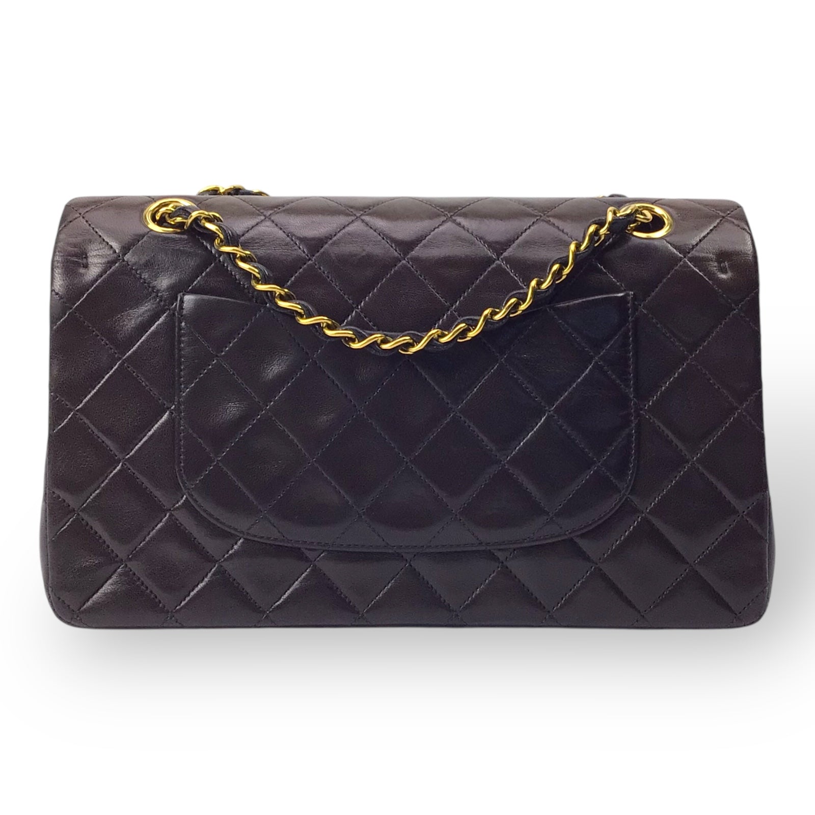 Chanel Vintage Double Flap Bag - Dark Brown Lambskin & 24K Gold-Plated Hardware