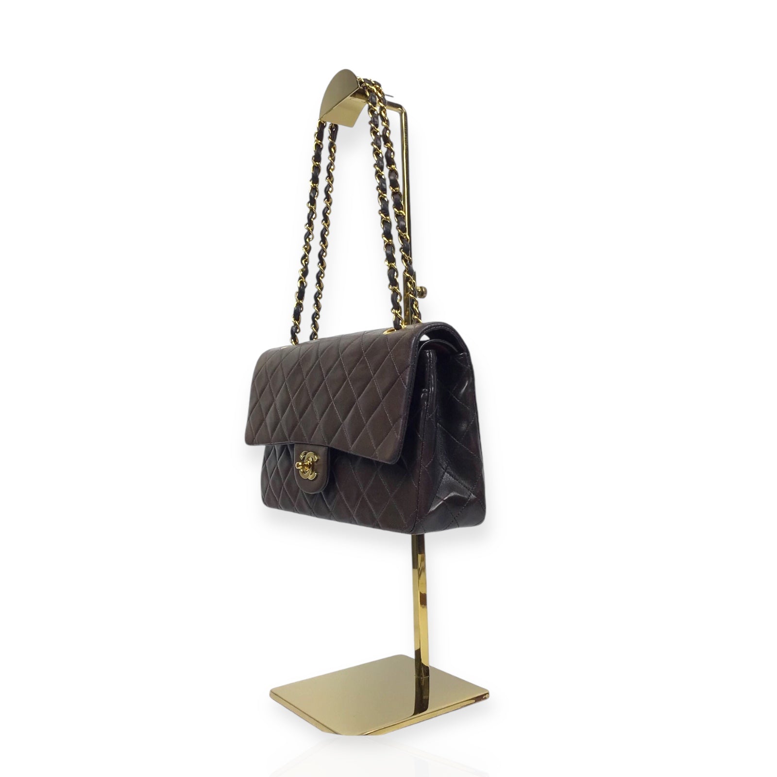 Chanel Vintage Double Flap Bag - Dark Brown Lambskin & 24K Gold-Plated Hardware