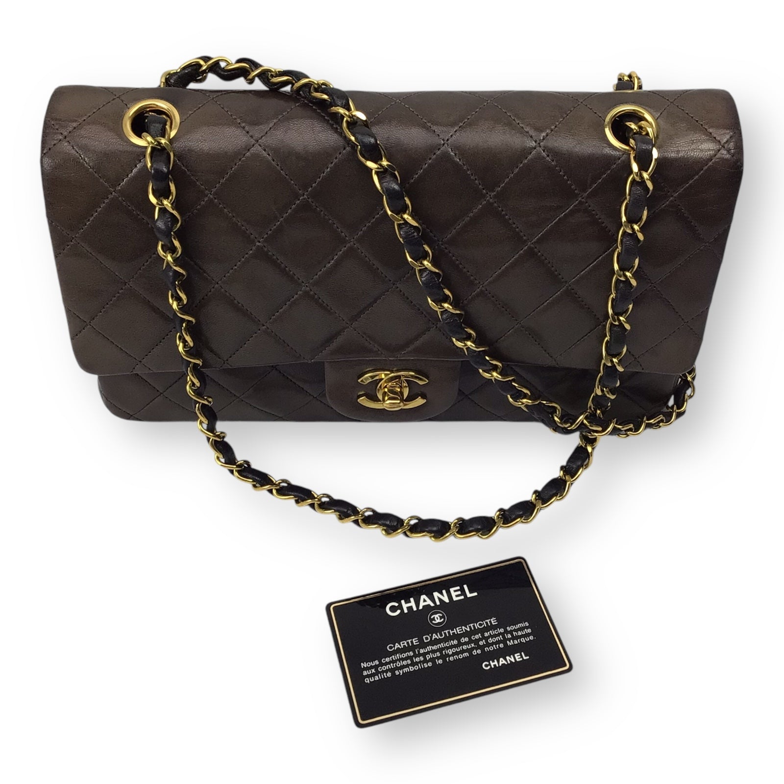 Chanel Vintage Double Flap Bag - Dark Brown Lambskin & 24K Gold-Plated Hardware