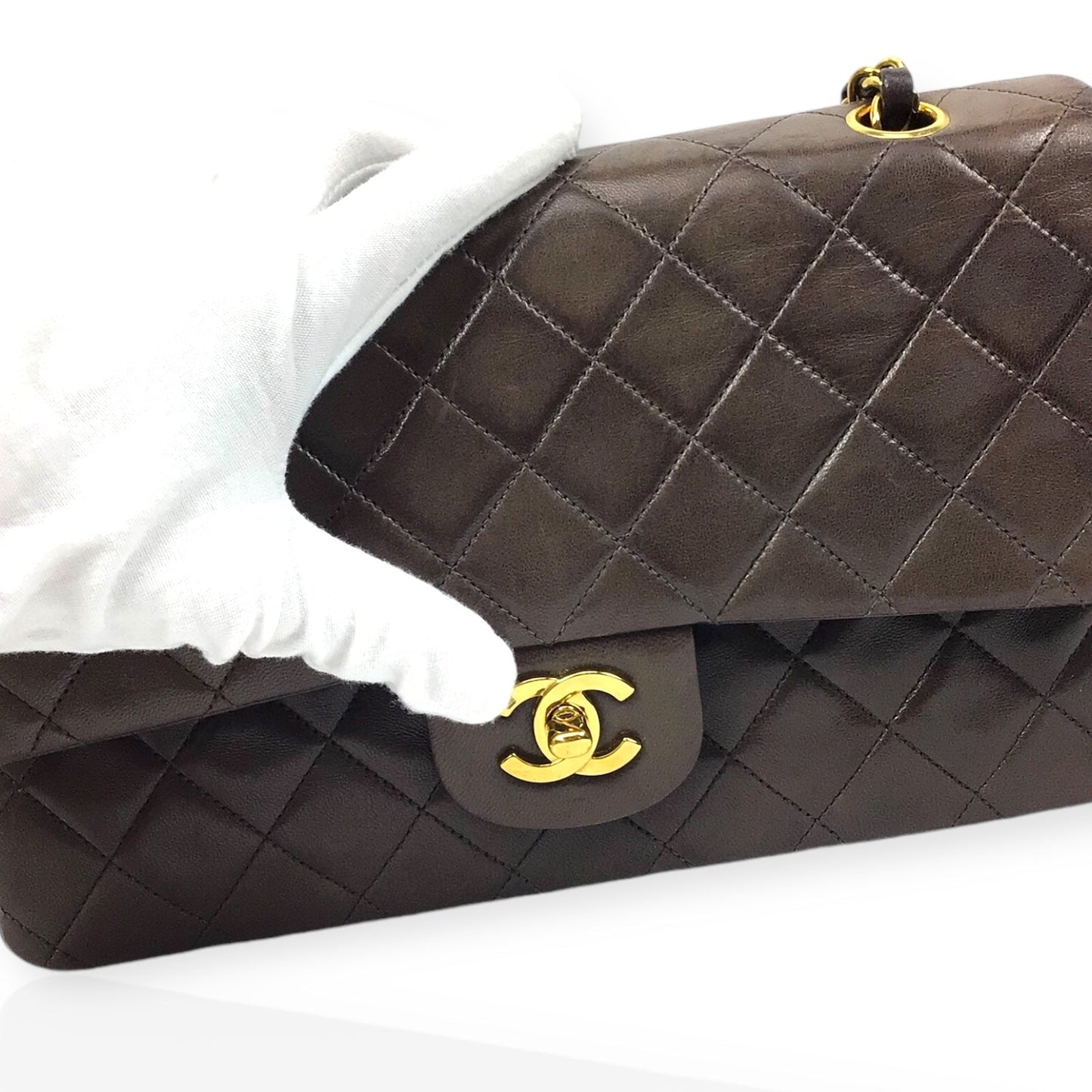 Chanel Vintage Double Flap Bag - Dark Brown Lambskin & 24K Gold-Plated Hardware