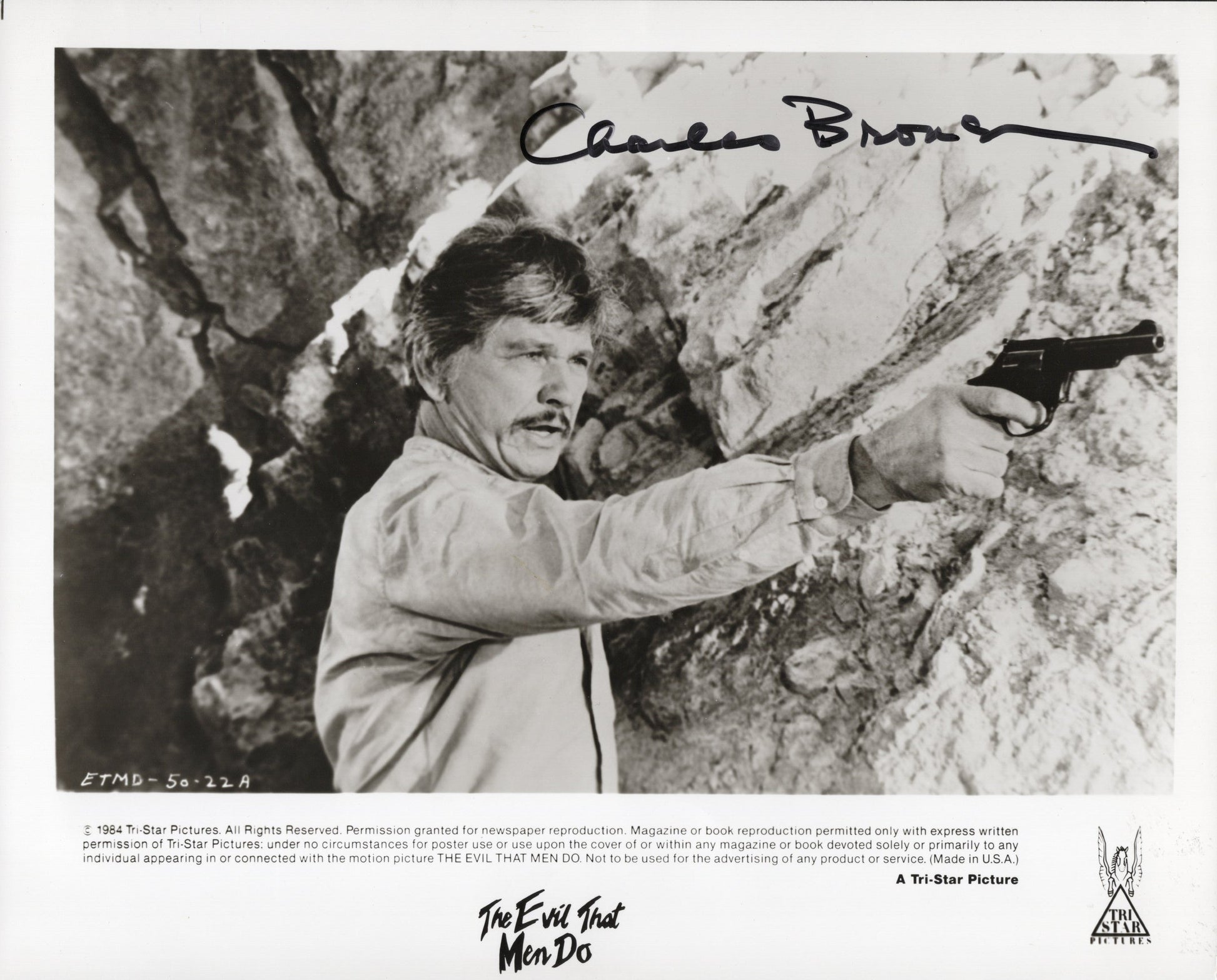 Charles Bronson in The Evil That Men Do Movie Promo Signed Photo 8x10