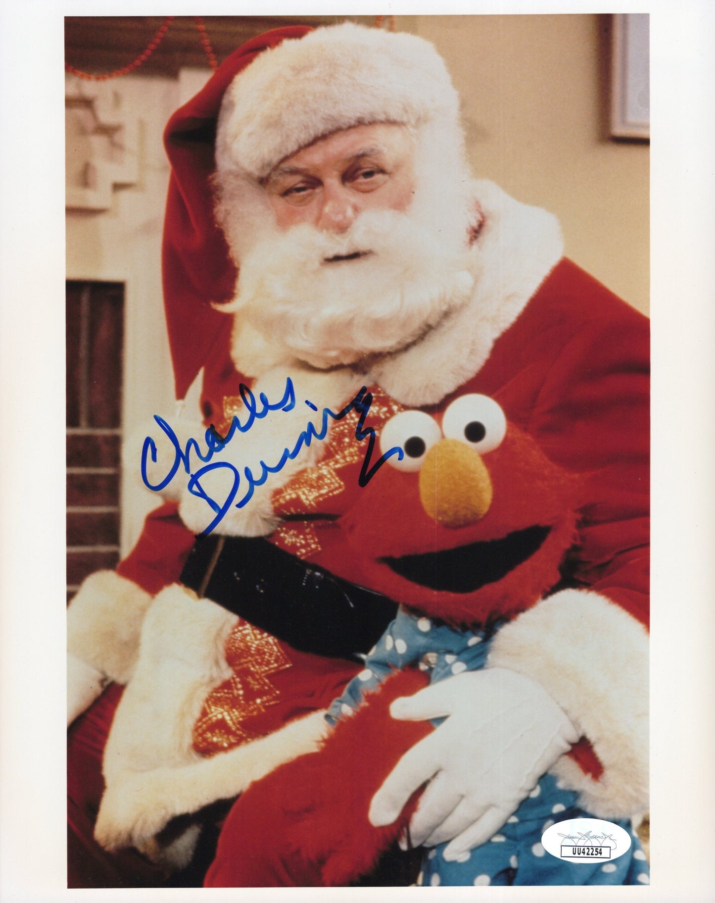 Charles Durning as Santa in Elmo Saves Christmas Signed 8x10, JSA & PSA
