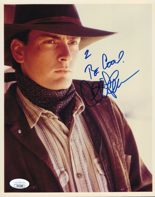 Charlie Sheen Young Guns Signed Photo 8x10 "2 Be Cool", JSA & PSA Certified