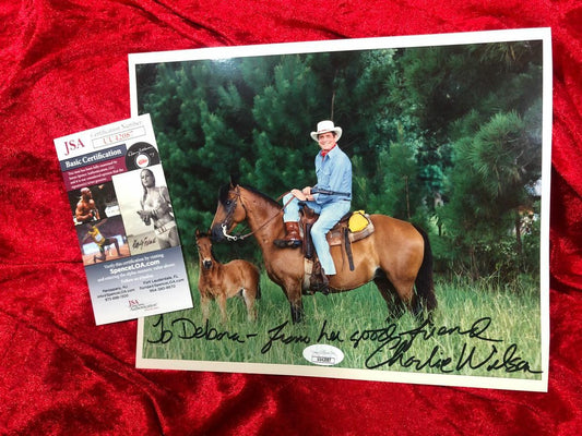 Charlie Wilson 8x10 Color Riding Horse Autographed Photo JSA Certified