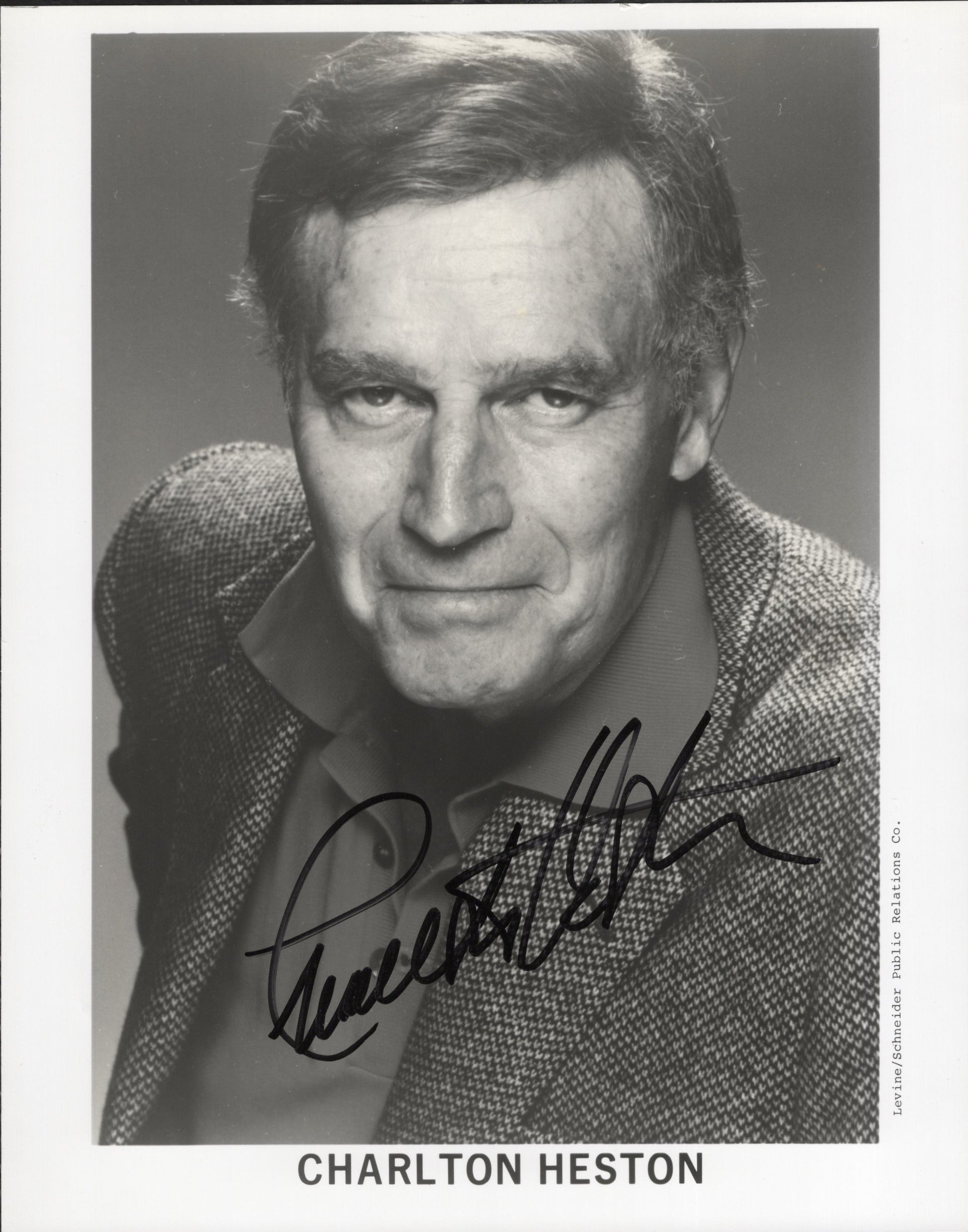 Charlton Heston Signed 8x10 B&W Photo, Autograph, Hollywood Legend