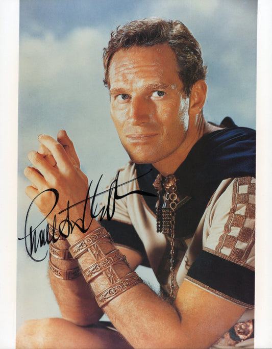 Charlton Heston Signed 8x10 Photo in Ben-Hur, Rare Vintage Autograph