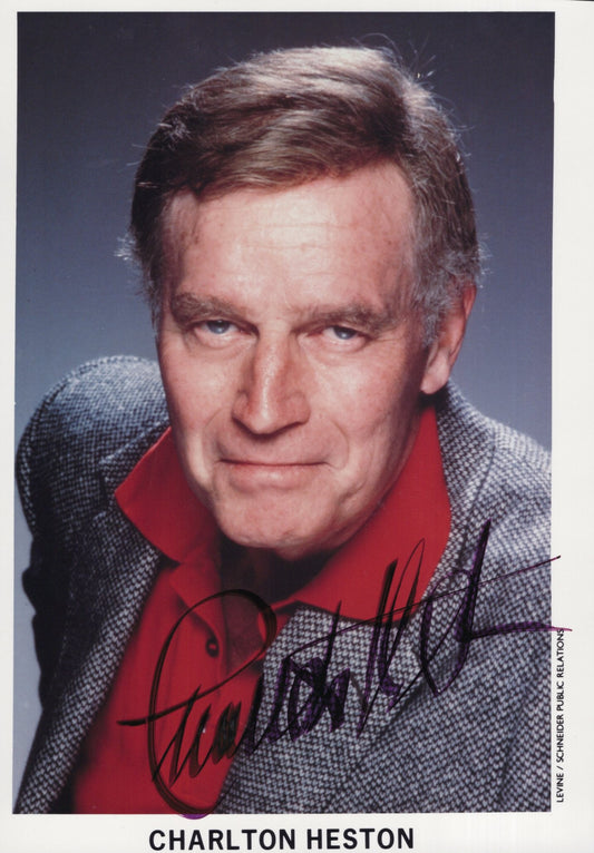 Charlton Heston Signed Photo 5x7, Charlton Heston Autograph, Head Shot