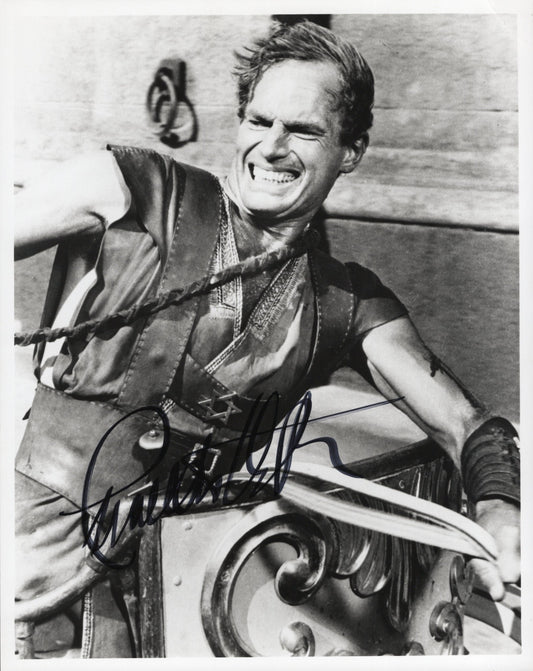 Charlton Heston Signed Photo 8x10 as Ben-Hur Iconic Role Collectible