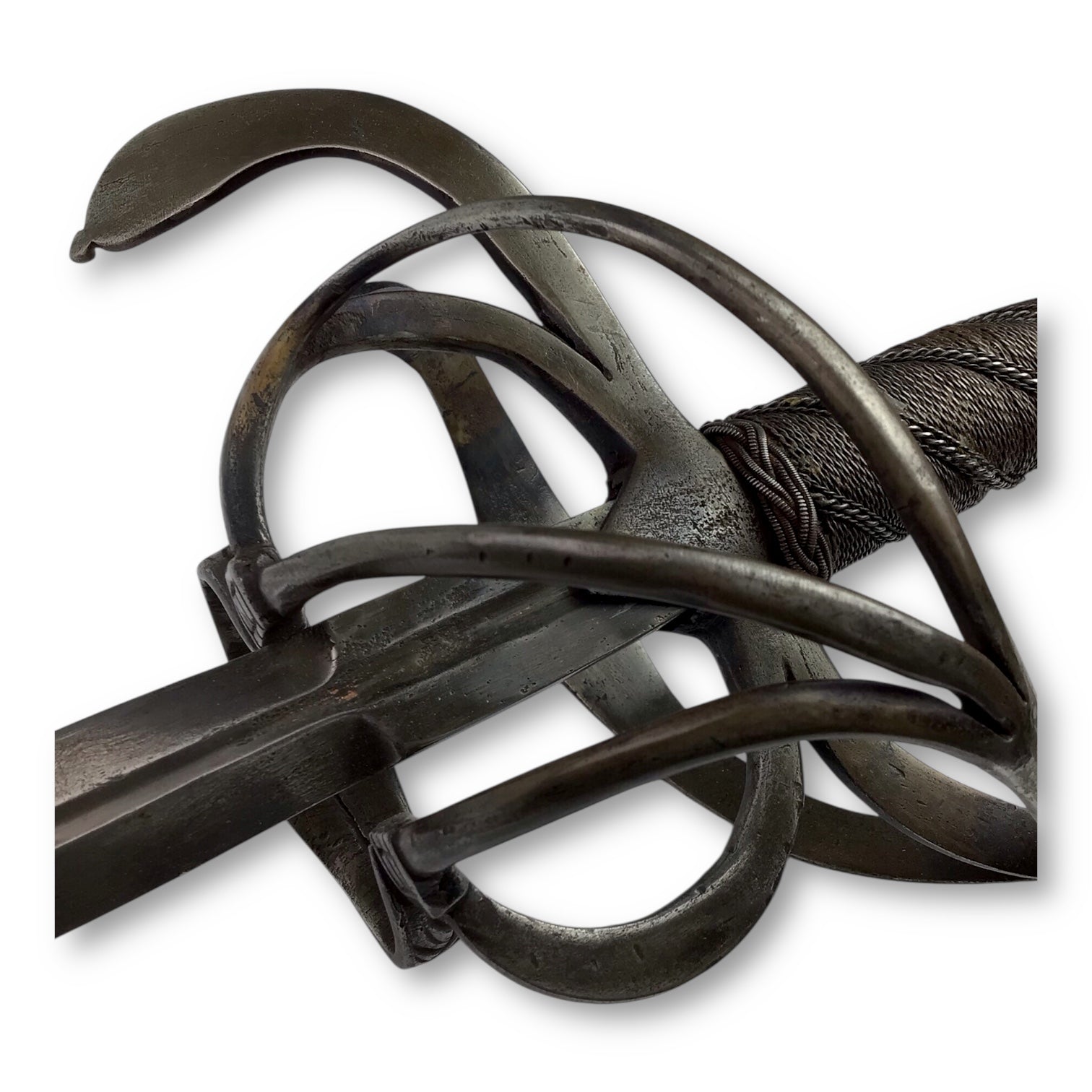 Chiseled Swept-Hilt Rapier - Damascus Blade and ornate Gold Inlays