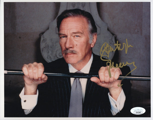 Christopher Plummer Signed Photo 8x10, Christopher Plummer Autograph in Pin Stripe Suit Holding Cane, JSA and PSA Letter Double Certified Authentic UU42363