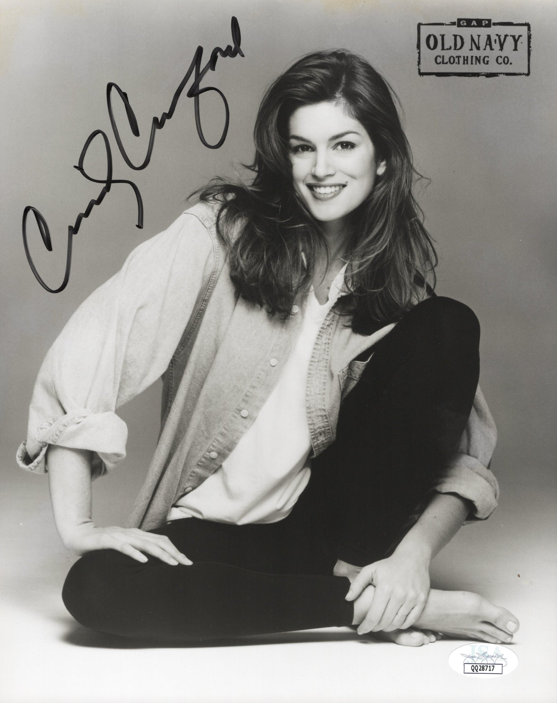 Cindy Crawford in Old Navy Ad Signed Photo 8x10, JSA Certified Authentic QQ28717