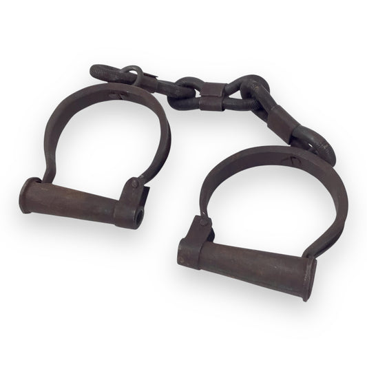 Civil War Era Iron Shackles / Handcuffs – Forged Prisoner Restraints Relic