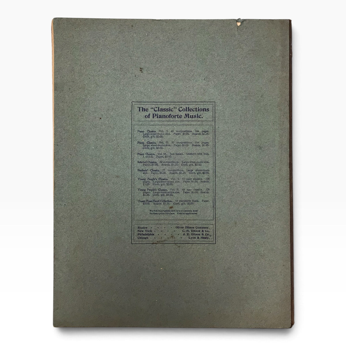 Classic Four Hands Collection Pianoforte Volume 11 Oliver Ditson – Antique Music Sheet Book