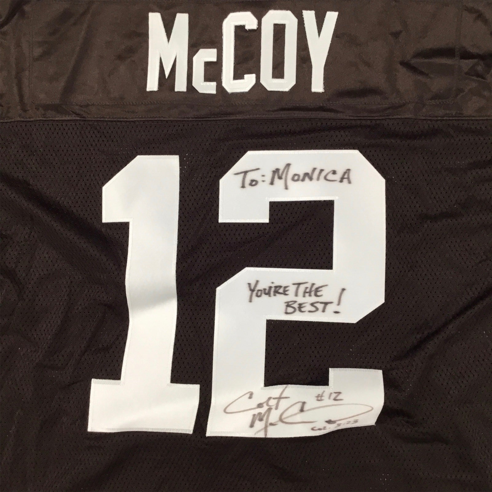 Cleveland Browns Colt McCoy #12 Signed Jersey w/ Inscription (Size XL, Excellent Condition)