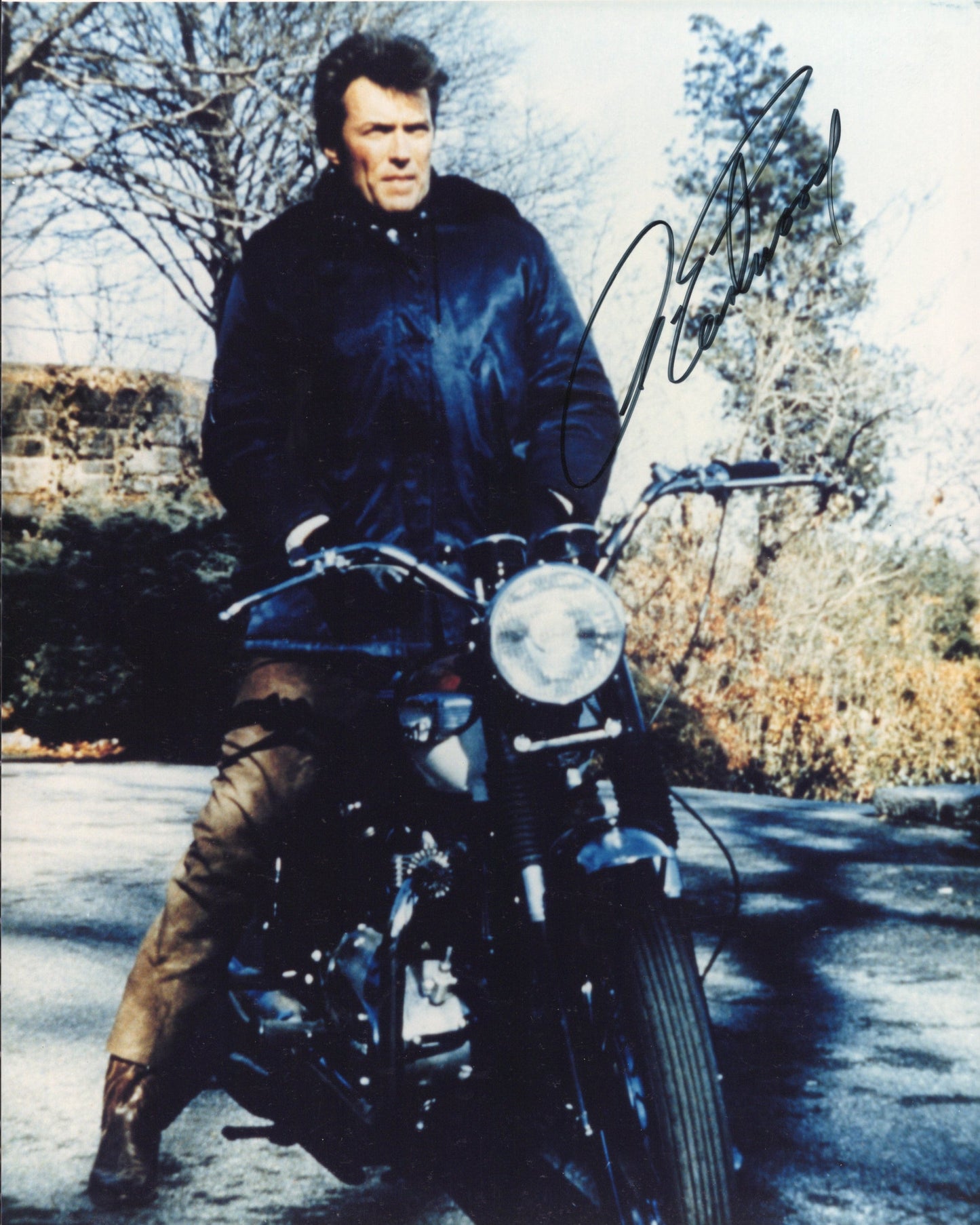 Clint Eastwood Riding Motorcycle Signed Photo 8x10