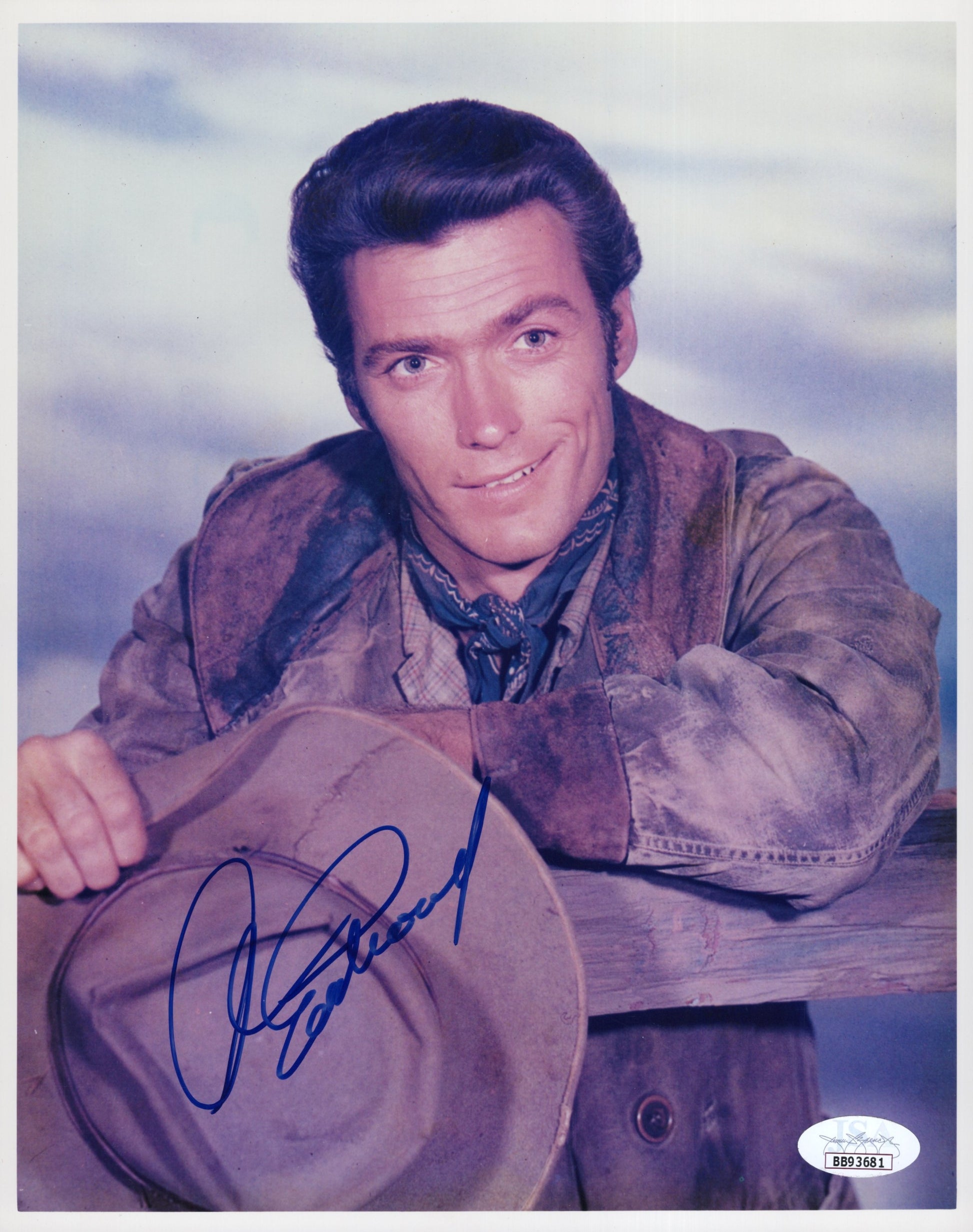 Clint Eastwood Signed Photo 8x10, Clint Eastwood Autograph, Western Outfit in 1950s Photograph by Everett, JSA Letter BB93681 and PSA Letter Double Certified Authentic