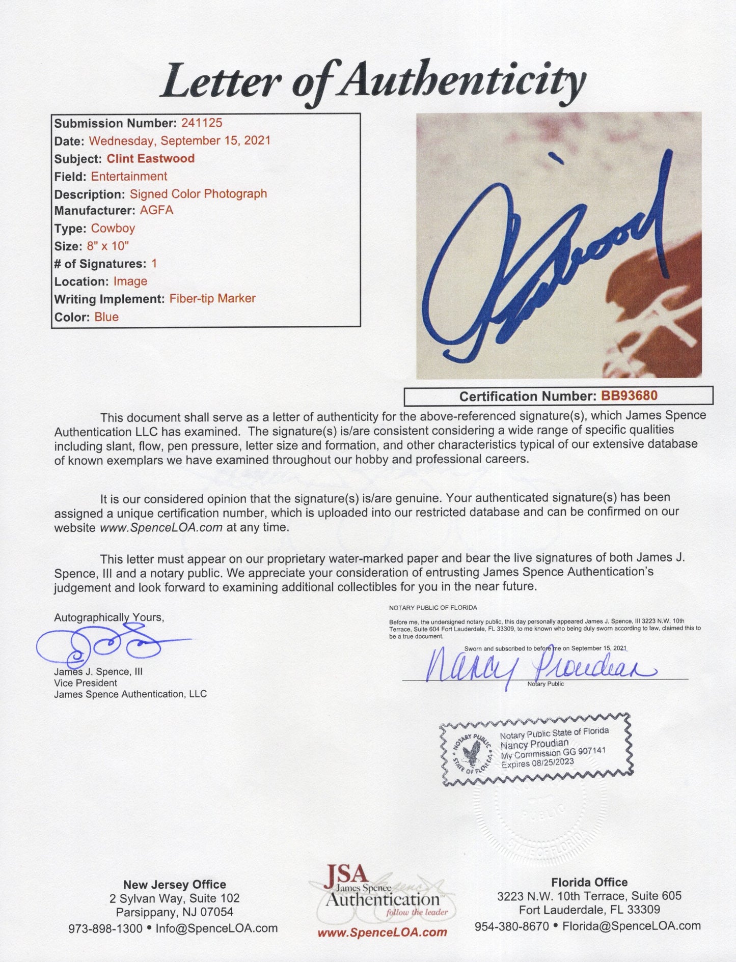 Clint Eastwood Signed Photo 8x10 – Fistful of Dollars, JSA & PSA Certified