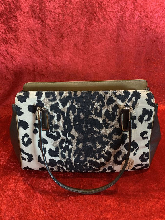 Coach Brown Leather w/Leopard Print, Gold Hardware Handbag