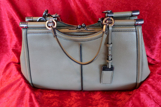 Coach Olive Green Leather W/Gunmetal Hardware Handbag