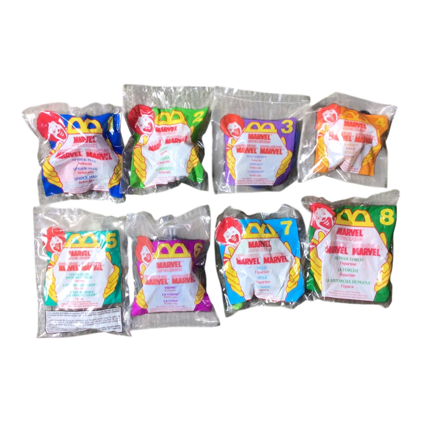 Complete Set - 1996 Marvel Super Heroes McDonald's Toys - Sealed