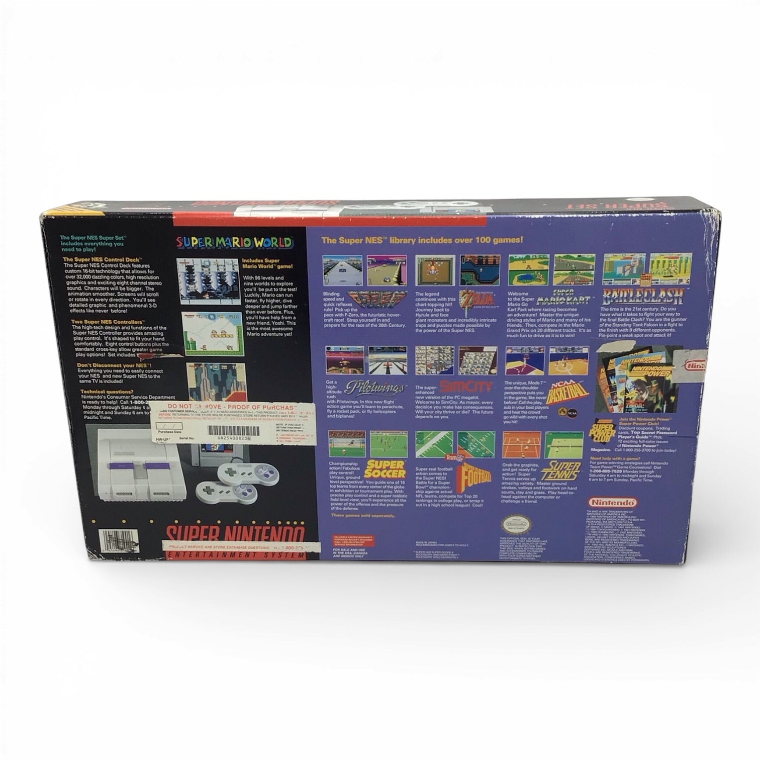 Complete Super Nintendo SNES Super Set with Mario Paint, Mouse Controller, & Super Mario World