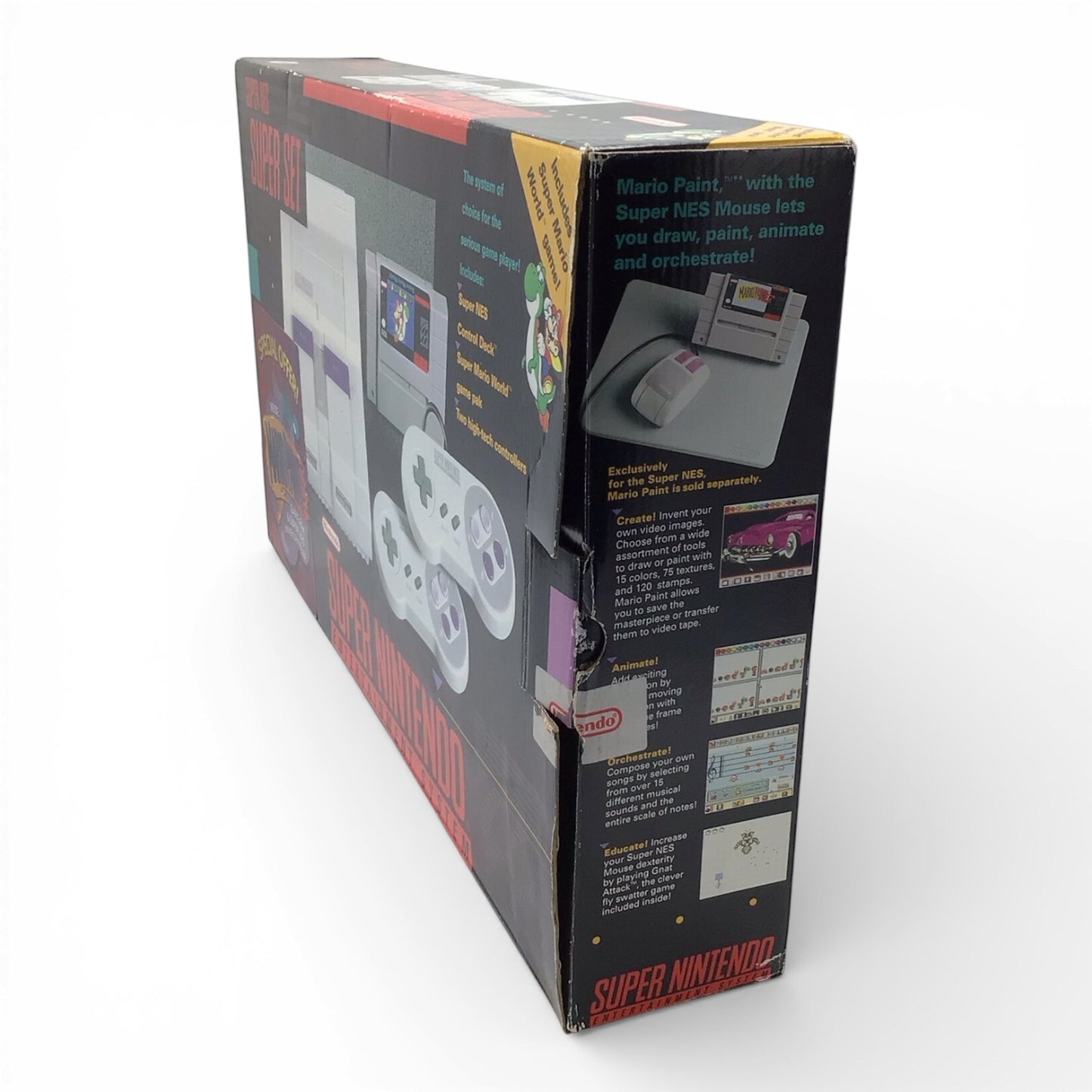 Complete Super Nintendo SNES Super Set with Mario Paint, Mouse Controller, & Super Mario World