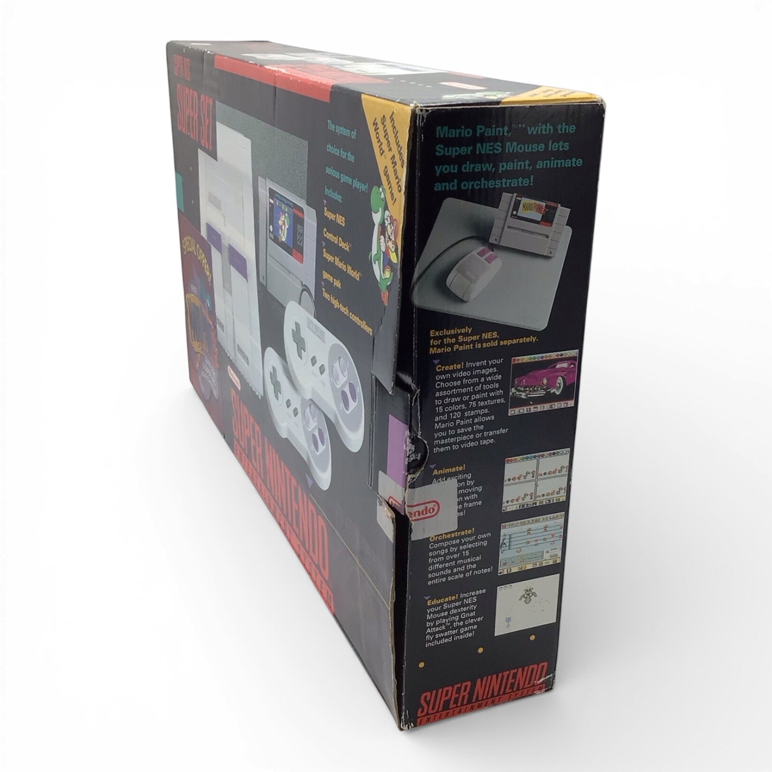 Complete Super Nintendo SNES Super Set with Mario Paint, Mouse Controller, & Super Mario World