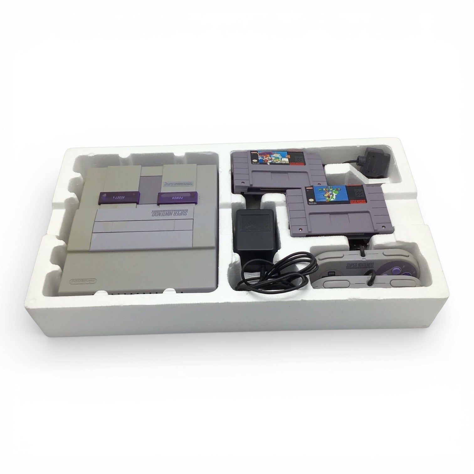 Complete Super Nintendo SNES Super Set with Mario Paint, Mouse Controller, & Super Mario World