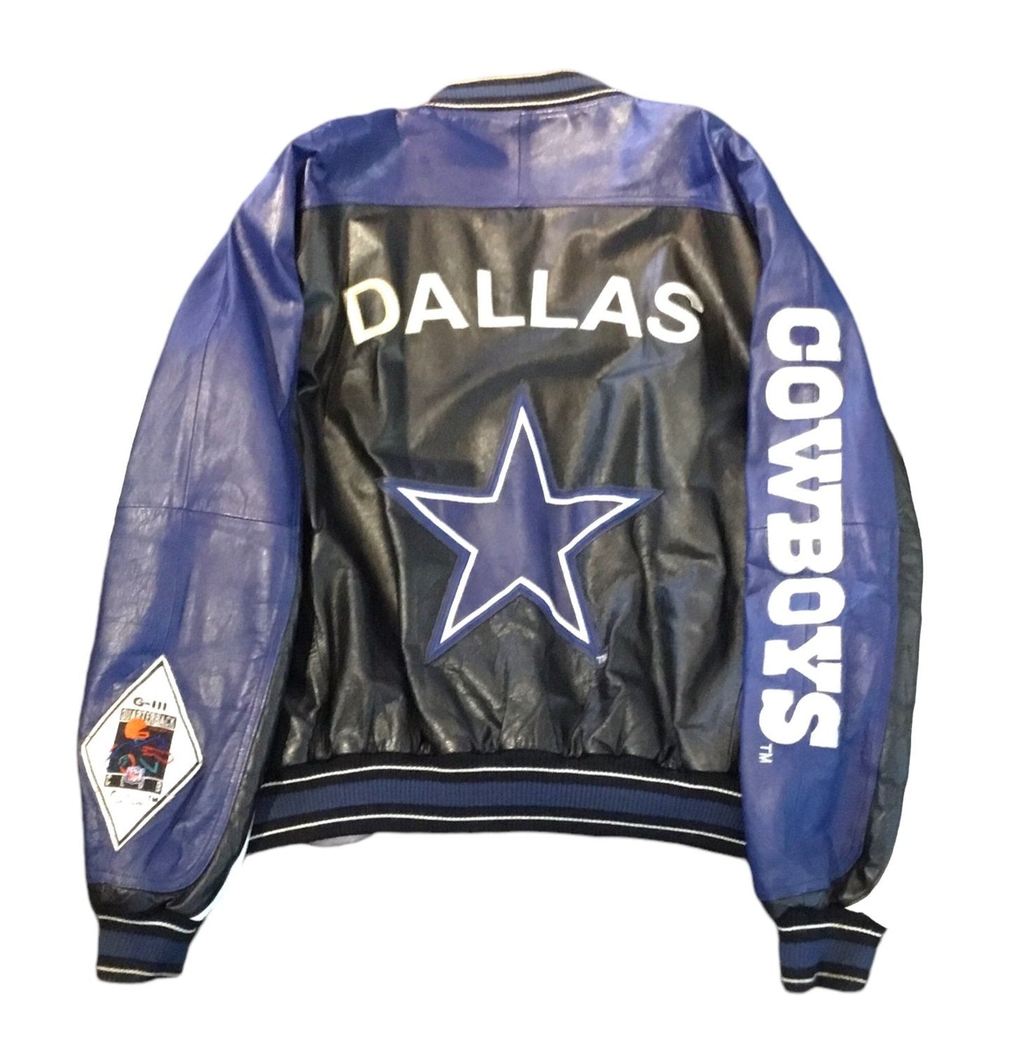 Cowboys Jacket Mens XXL Leather Carl Banks NFL Varsity Quarterback Club G-III