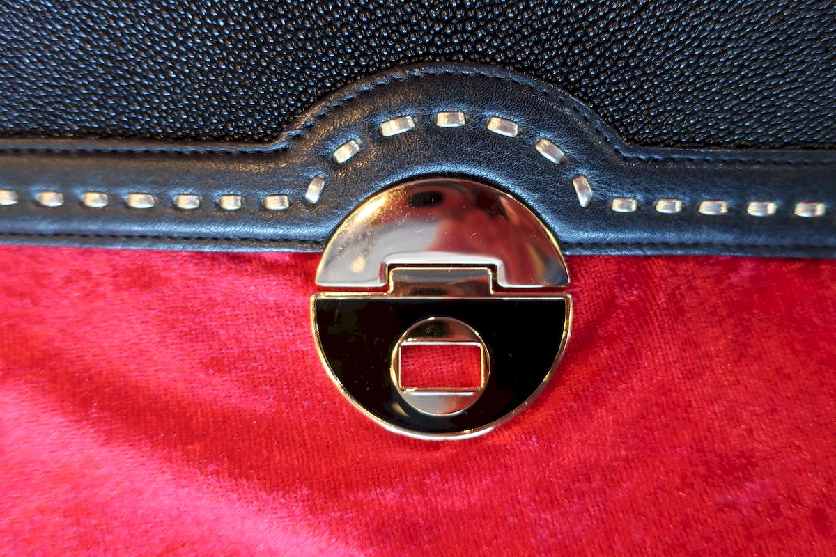 Cuadra Black Stingray And Leather W/Gold Accents Handbag