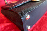 Cuadra Black Stingray And Leather W/Gold Accents Handbag