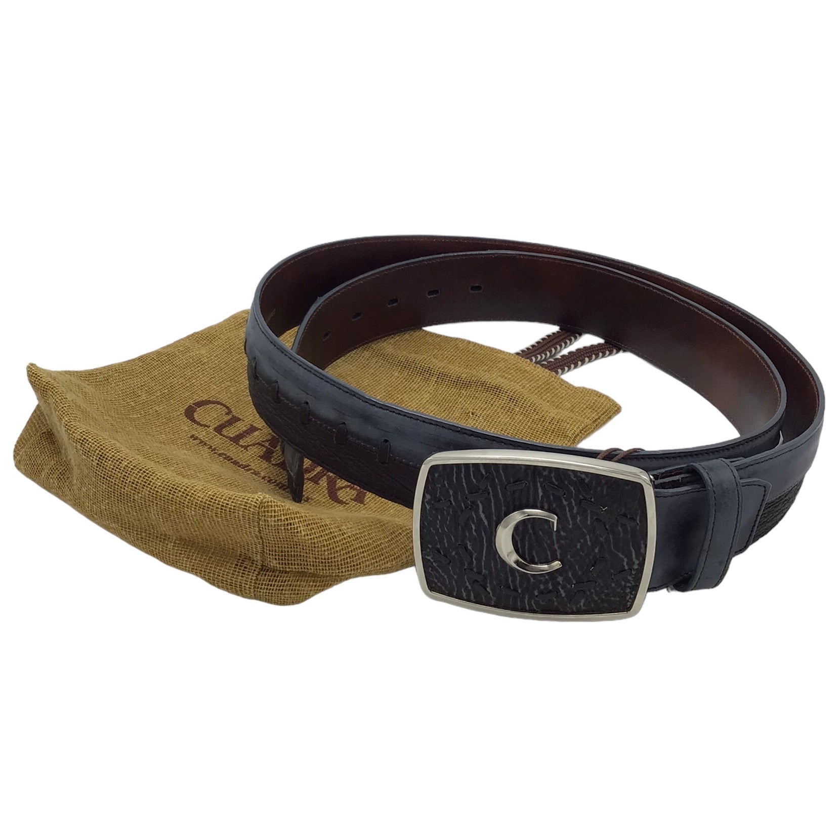 Cuadra Tiburon Fusion Blue Jeans Blue Shark Woven Belt, Genuine Leather, 110/44 XL