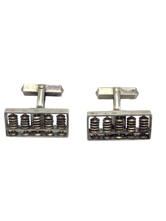 Cufflinks pair Abacus Design sterling silver, marked Japan