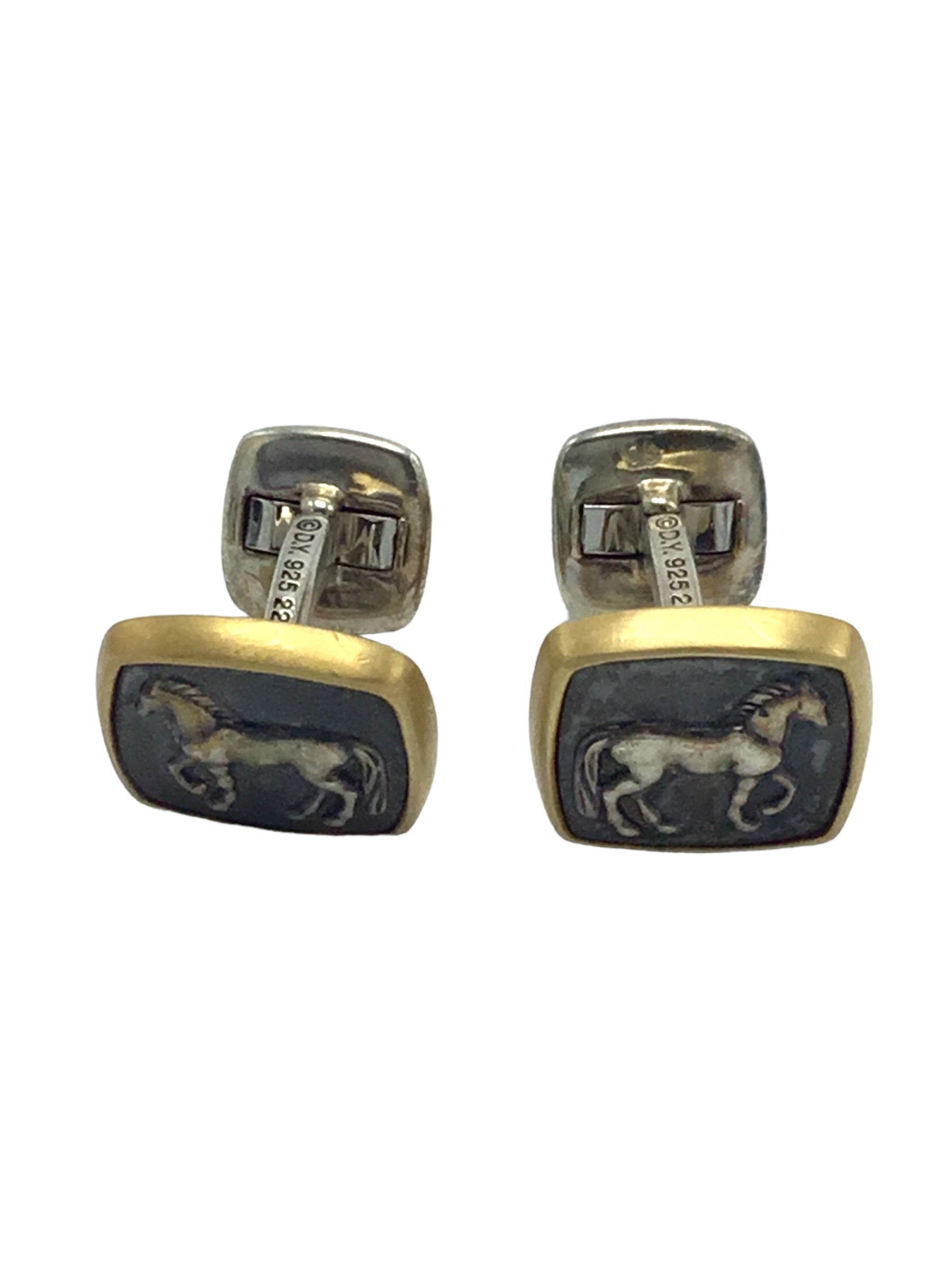 Cufflinks pair David Yurman Petrvs 2k Yellow Gold Sterling Silver Horse