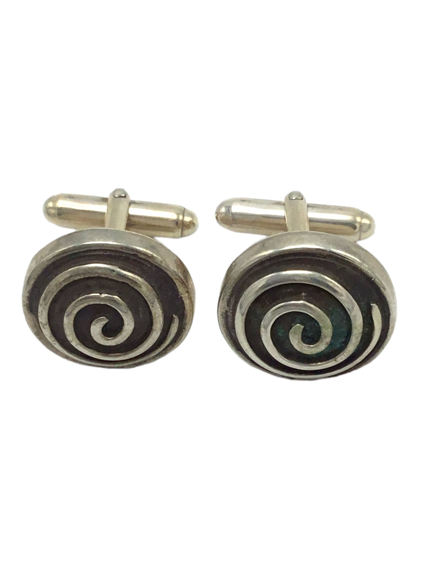 Cufflinks pair Spiral Design, sterling silver