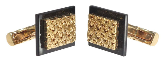 Cufflinks pair Van Cleef & Arpels of New York 18KT Gold & Black Onyx