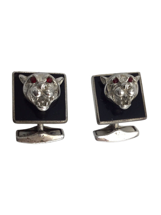 Cufflinks pair by Designer Tateossian, Sterling Silver with Panther Head