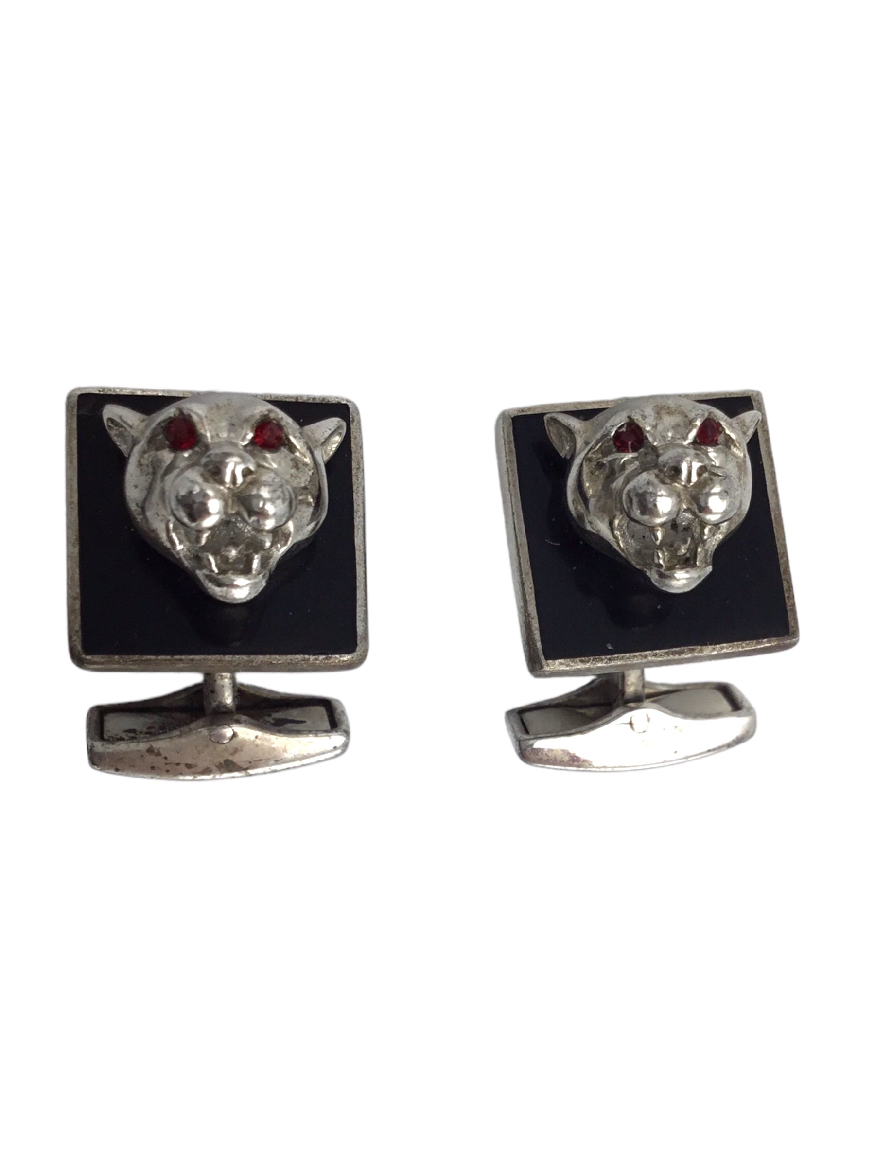 Cufflinks pair by Designer Tateossian, Sterling Silver with panther head