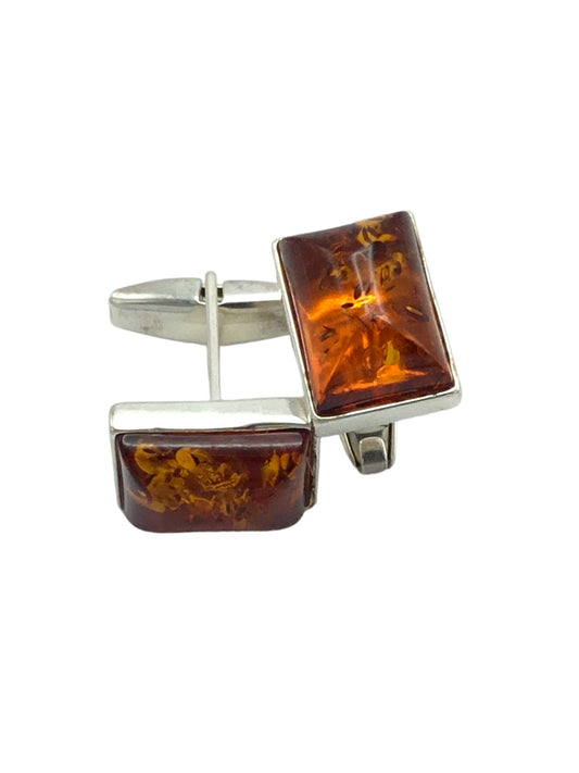 Cufflinks pair silver-tone metal, unmarked