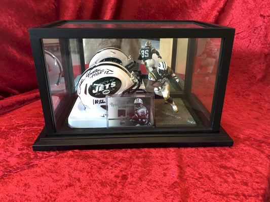 Curtis Martin Signed Jets Mini Helmet Shadowbox – HOF Inscription, Card, & COA