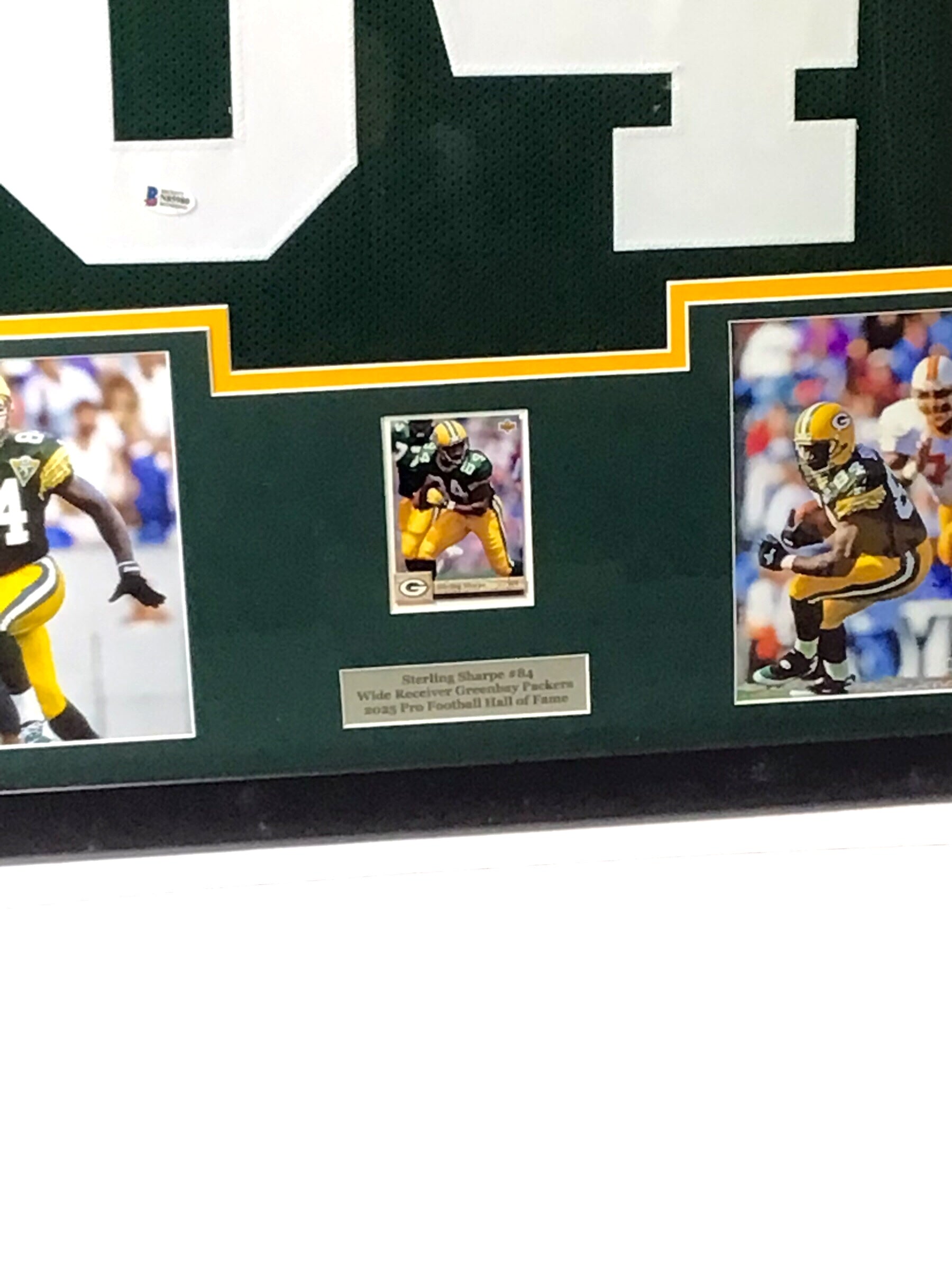 Custom Framed Jersey Signed by HOF Sterling Sharpe w/ Beckett Certification